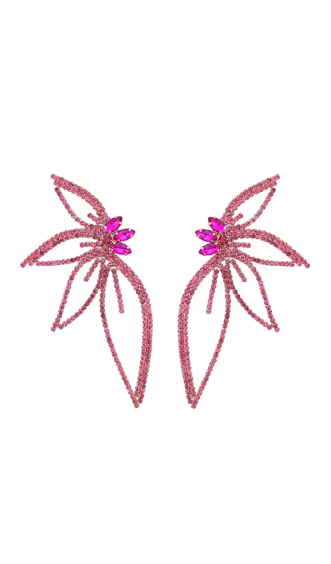 CRYSTAL FLOWER EARRINGS IN PINK