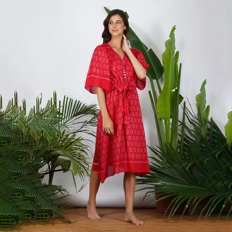 Handwoven Ikat Dress | Red