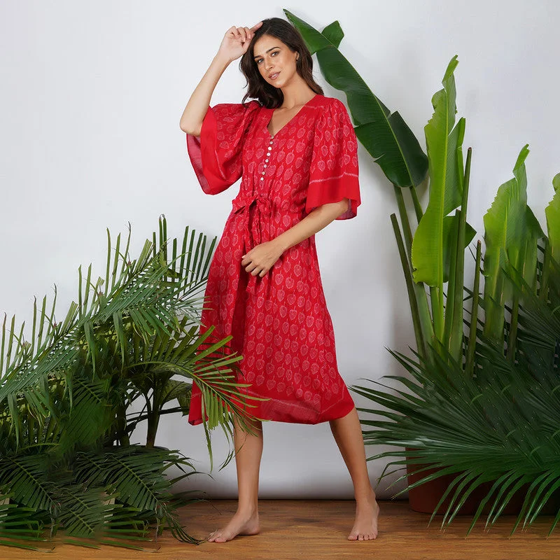 Handwoven Ikat Dress | Red