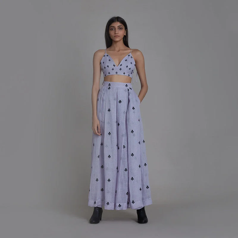 Pure Linen Co Ord Set | Clubs Bralette & Skirt | Lavender