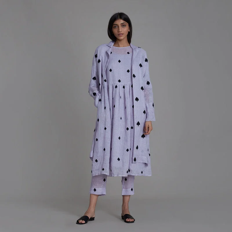 Pure Linen Dress With Jacket | Spades | Lavender