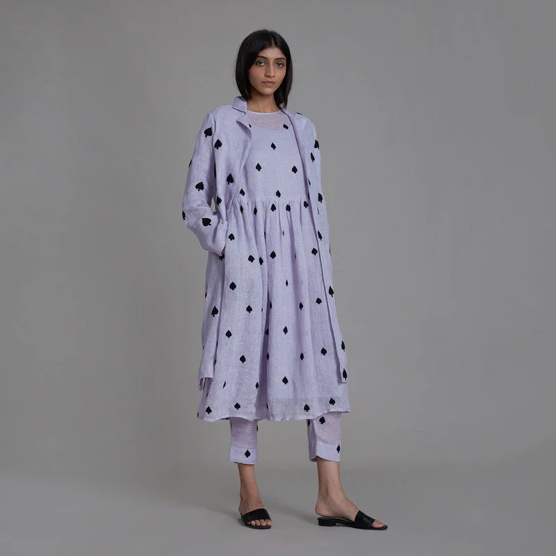 Pure Linen Dress With Jacket | Spades | Lavender