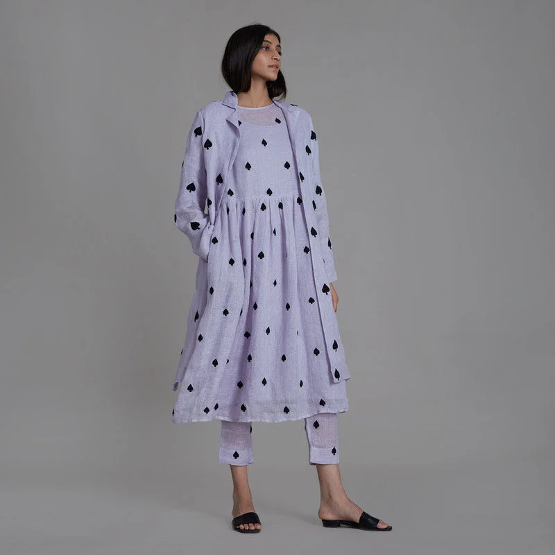 Pure Linen Dress With Jacket | Spades | Lavender