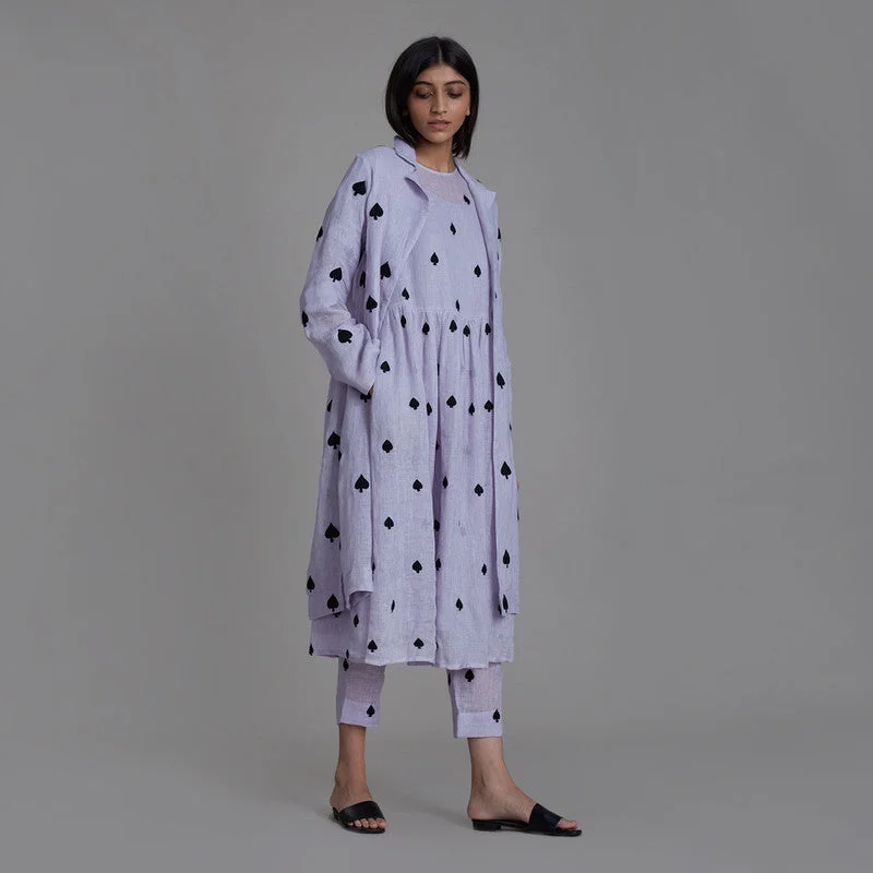 Pure Linen Dress With Jacket | Spades | Lavender