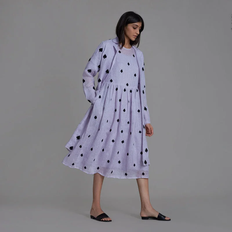 Pure Linen Dress With Jacket | Spades | Lavender