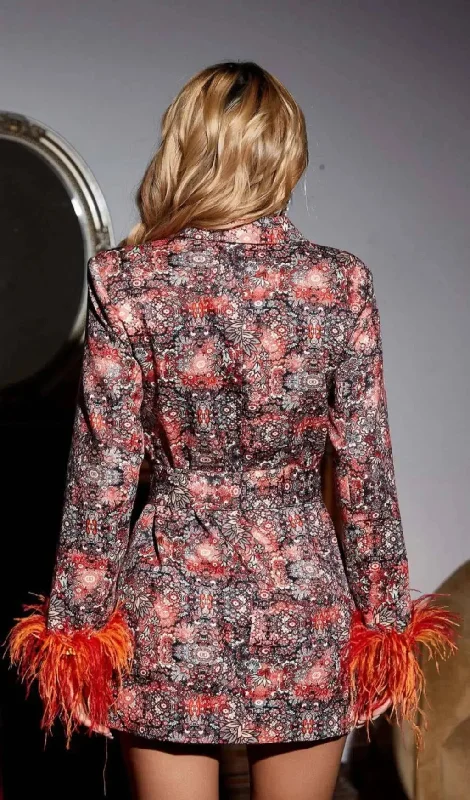 LONG SLEEVE FLORAL BLAZER DRESS