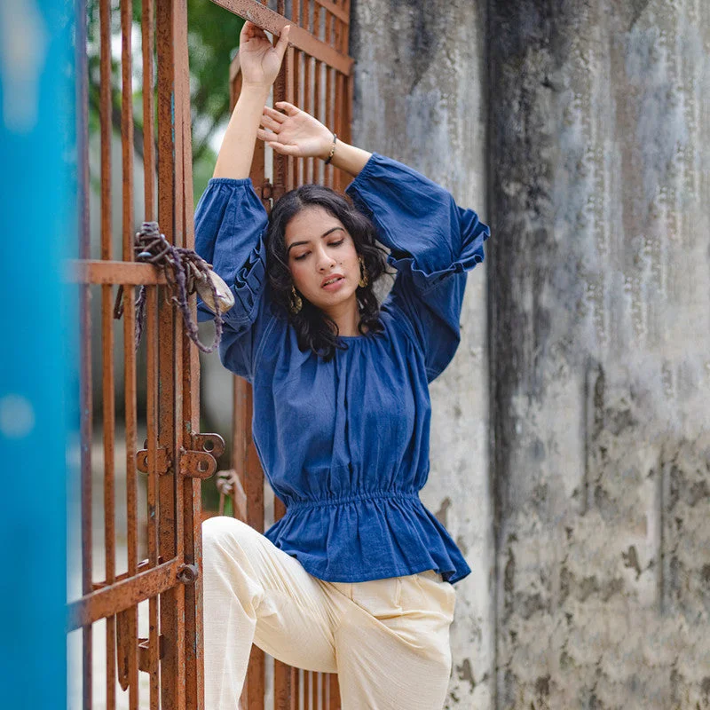 Cotton Indigo Top for Women | Full Sleeves