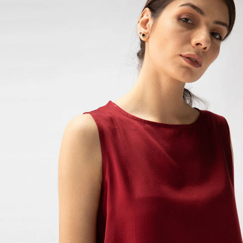 Organic Cotton Sleeveless Top | Maroon