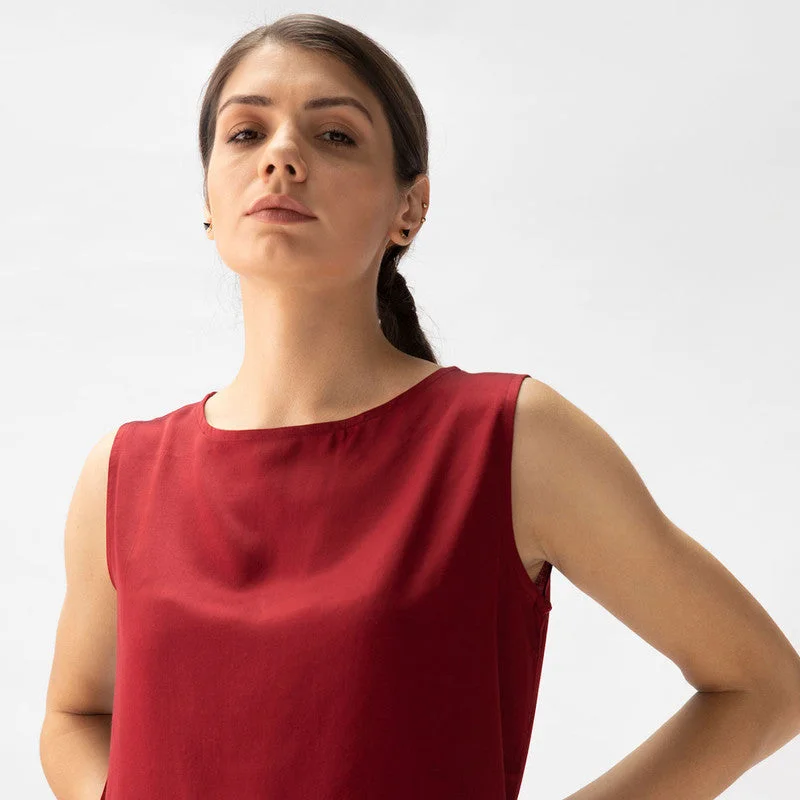 Organic Cotton Sleeveless Top | Maroon