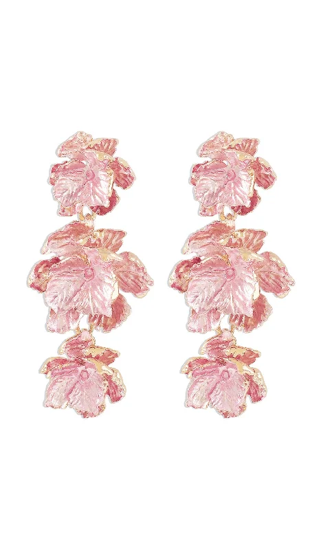 PINK 3D FLOWER EARRINGS