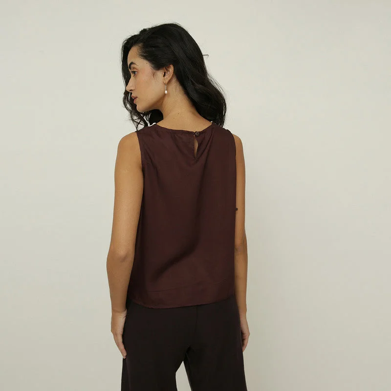 Color Block Top for Women | Modal Twill | Brown & White