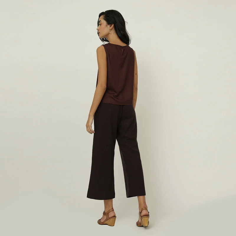 Color Block Top for Women | Modal Twill | Brown & White