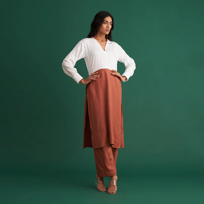 Co Ord Set for Women | Tencel Modal | White & Brown