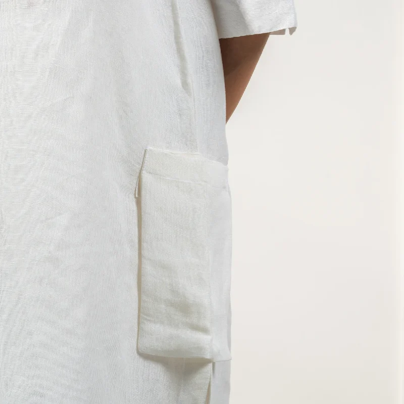 Linen Co-Ord Set for Women | Dragonflies Embroidery | Collared Neck | White