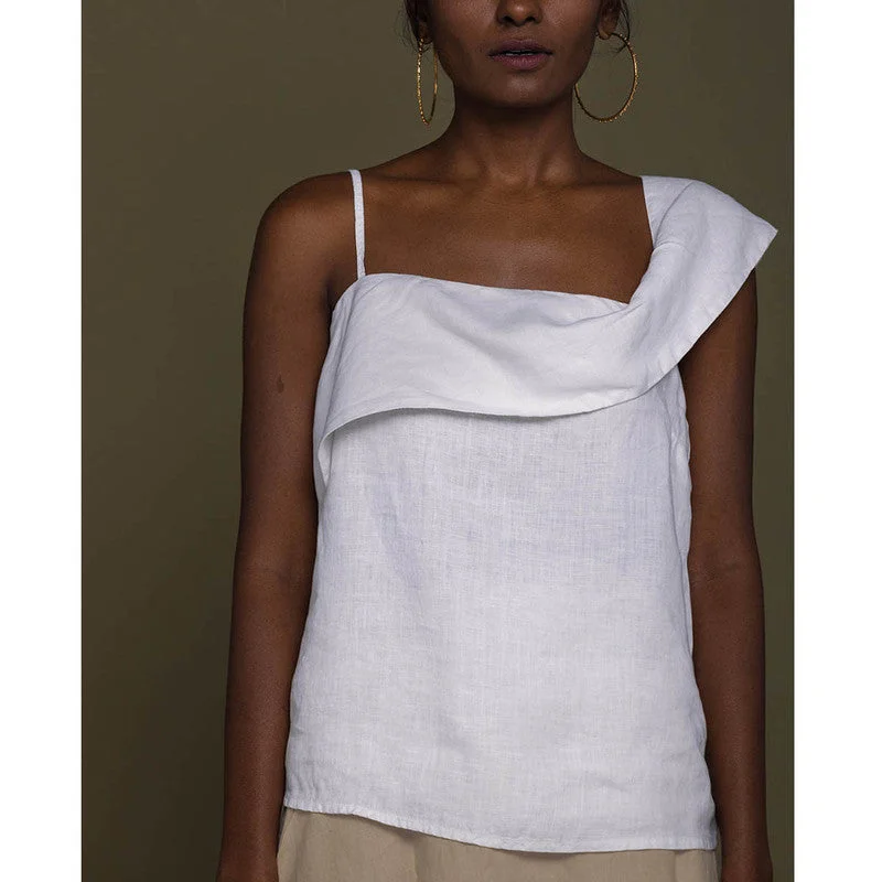 Hemp One-Shoulder Top | White