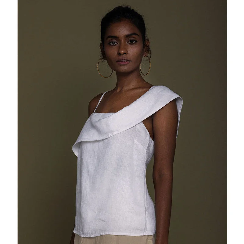 Hemp One-Shoulder Top | White