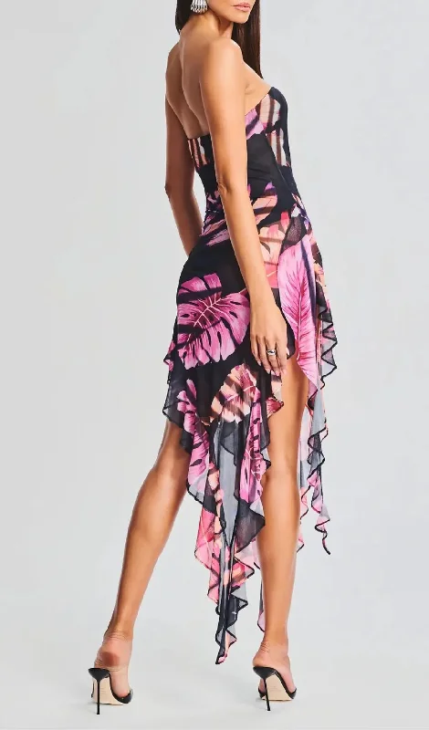 TROPICAL LEAF COLOR TUBE TOP DRESS