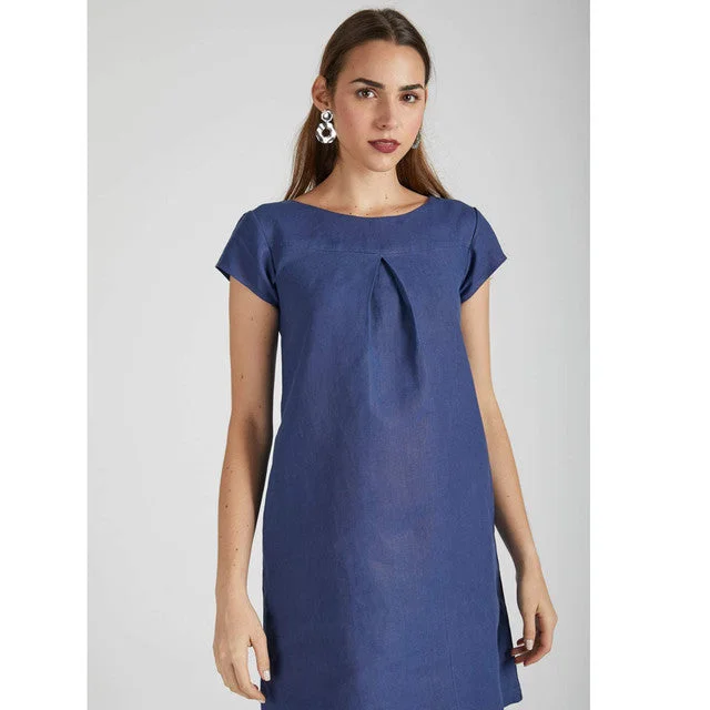 Pure Hemp A-Line Dress | Navy