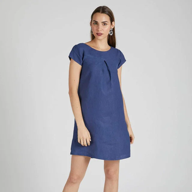 Pure Hemp A-Line Dress | Navy