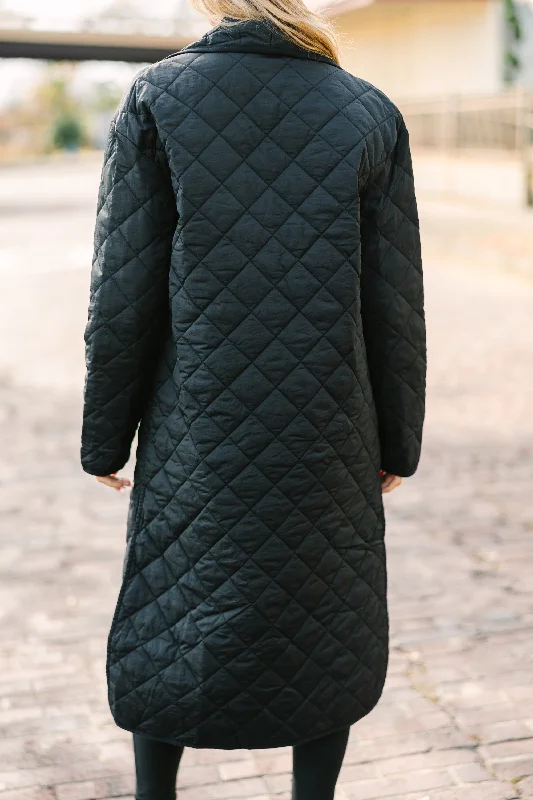 Don't Look Back Black Long Puffer Coat