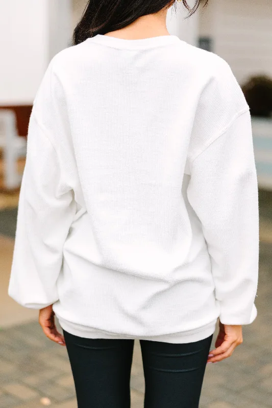 Get Together White Corded Sweatshirt