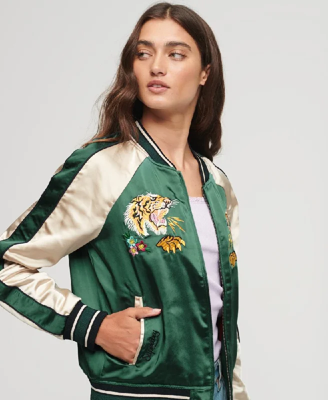 Suikajan Embroidered Bomber Jacket | Pine Green