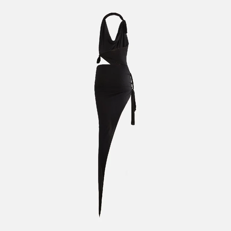 Sami Miro Vintage Tied Up Asymetric Cutout Dress - Black