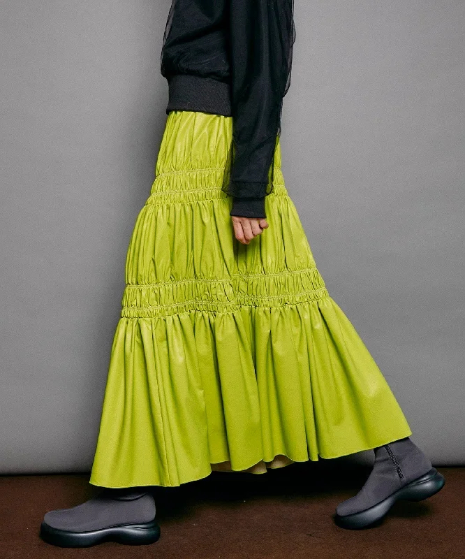 Vegan Leather Volume Skirt