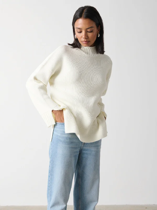 Amory Grown Neck Knit Jumper - Cream Marl