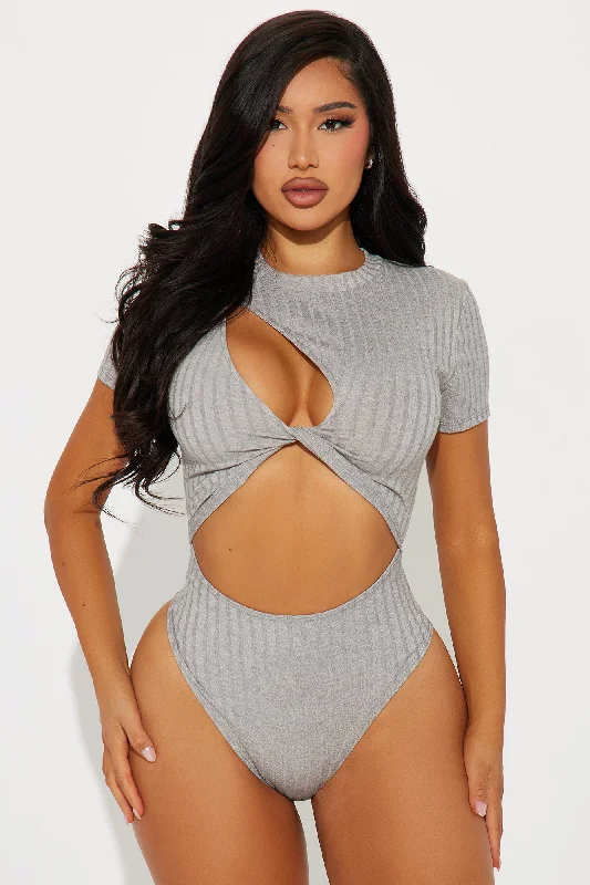 Attract It Cut Out Bodysuit - Heather Grey