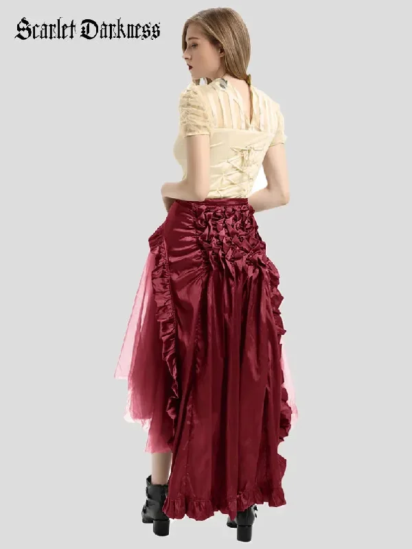 belle-poque-steampunk-retro-victorian-lolita-punk-ruffled-long-lace-up-open-skirt