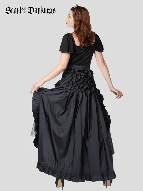 belle-poque-steampunk-retro-victorian-lolita-punk-ruffled-long-lace-up-open-skirt