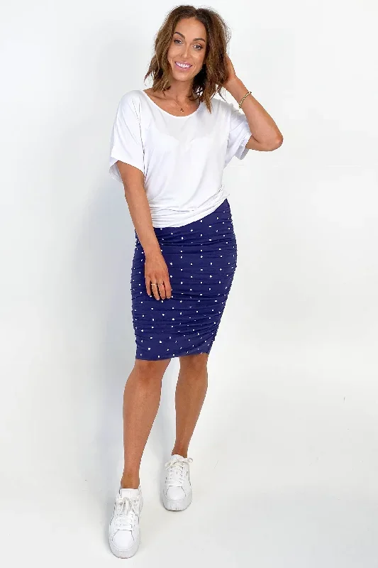 Betty Basics Nadia Skirt Navy Polka Dot