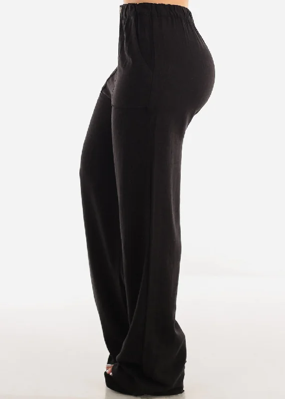 black-linen-high-rise-spandex-waist-wide-leg-pants-6874pnblk