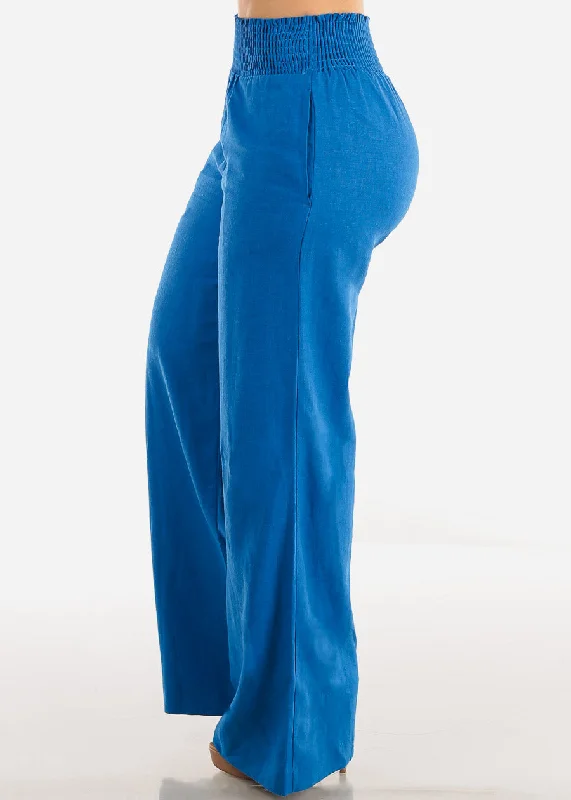 blue-linen-high-rise-spandex-waist-wide-leg-linen-pants-6811pycobalt