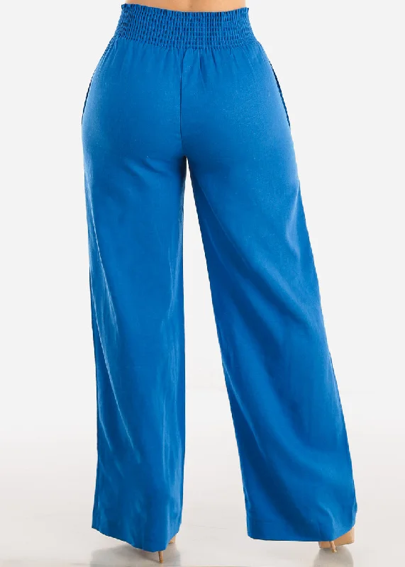 blue-linen-high-rise-spandex-waist-wide-leg-linen-pants-6811pycobalt