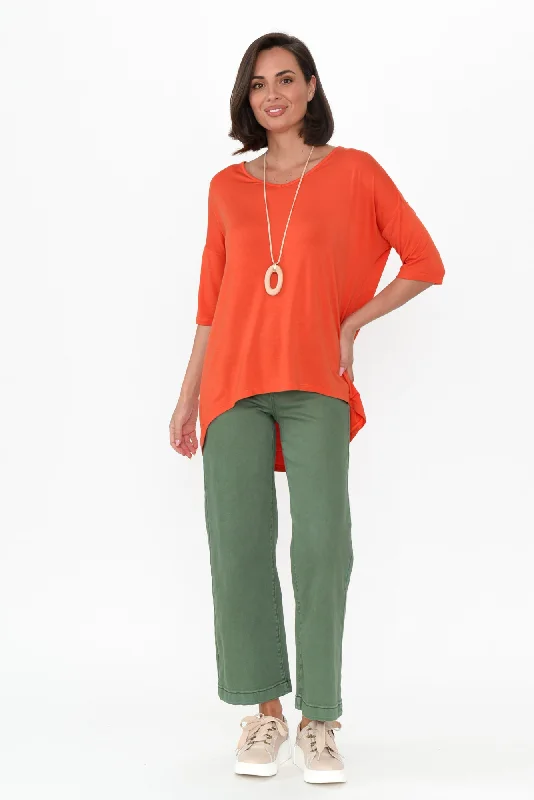 brielle-orange-bamboo-v-neck-top