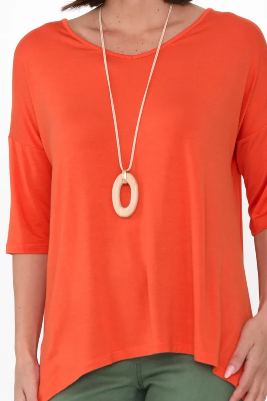 brielle-orange-bamboo-v-neck-top