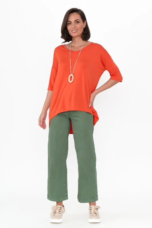 brielle-orange-bamboo-v-neck-top