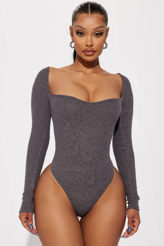 Call You Back Bodysuit - Charcoal