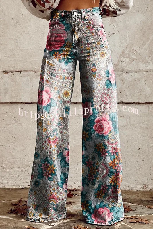 casual-floral-print-button-pocket-wide-leg-pants