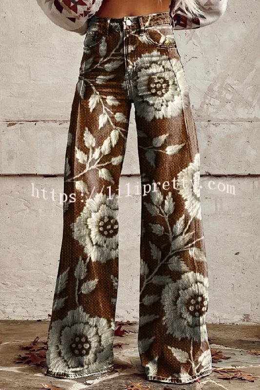 casual-floral-print-button-pocket-wide-leg-pants