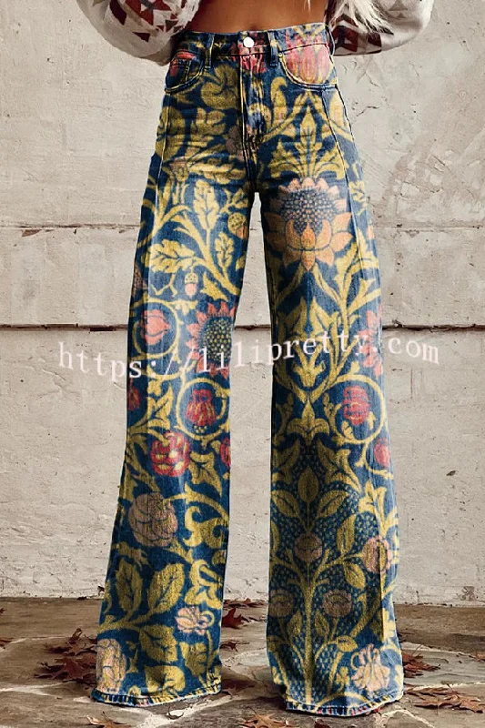 casual-floral-print-button-pocket-wide-leg-pants