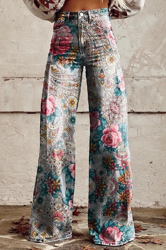 casual-floral-print-button-pocket-wide-leg-pants