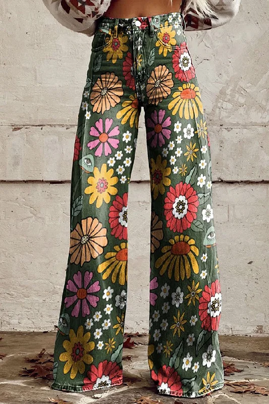 casual-floral-print-button-pocket-wide-leg-pants