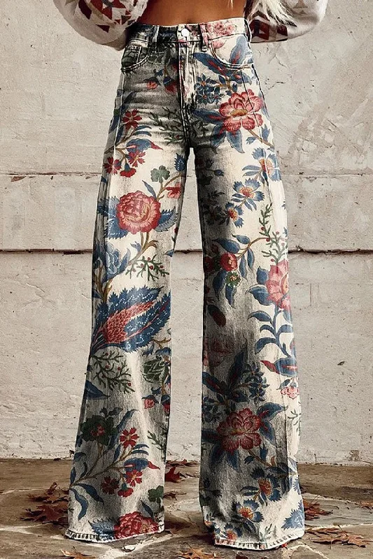 casual-floral-print-button-pocket-wide-leg-pants