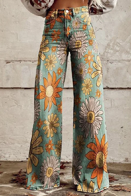 casual-floral-print-button-pocket-wide-leg-pants