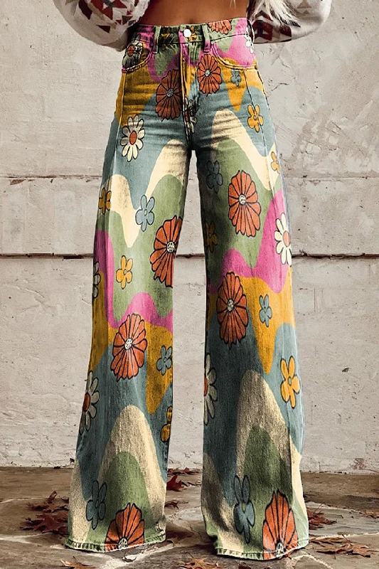 casual-floral-print-button-pocket-wide-leg-pants