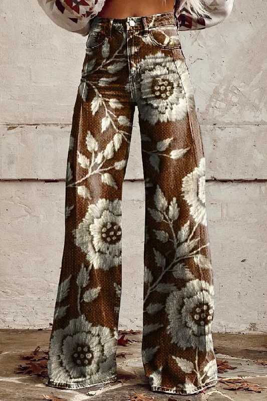 casual-floral-print-button-pocket-wide-leg-pants