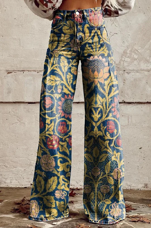 casual-floral-print-button-pocket-wide-leg-pants